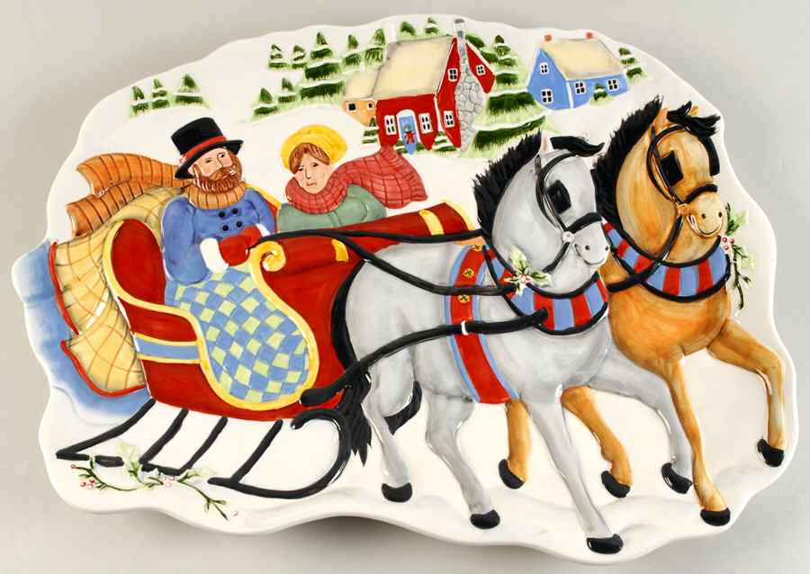 Winter Wonderland 18" Sculpted Oval Serving Platter by Certified International-1