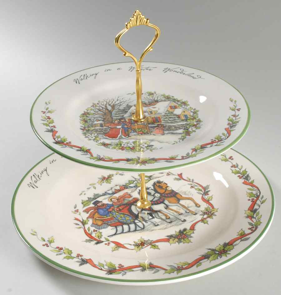Winter Wonderland 2-Tiered Serving Tray (Dinner & Luncheon Plates) by Certified International-1