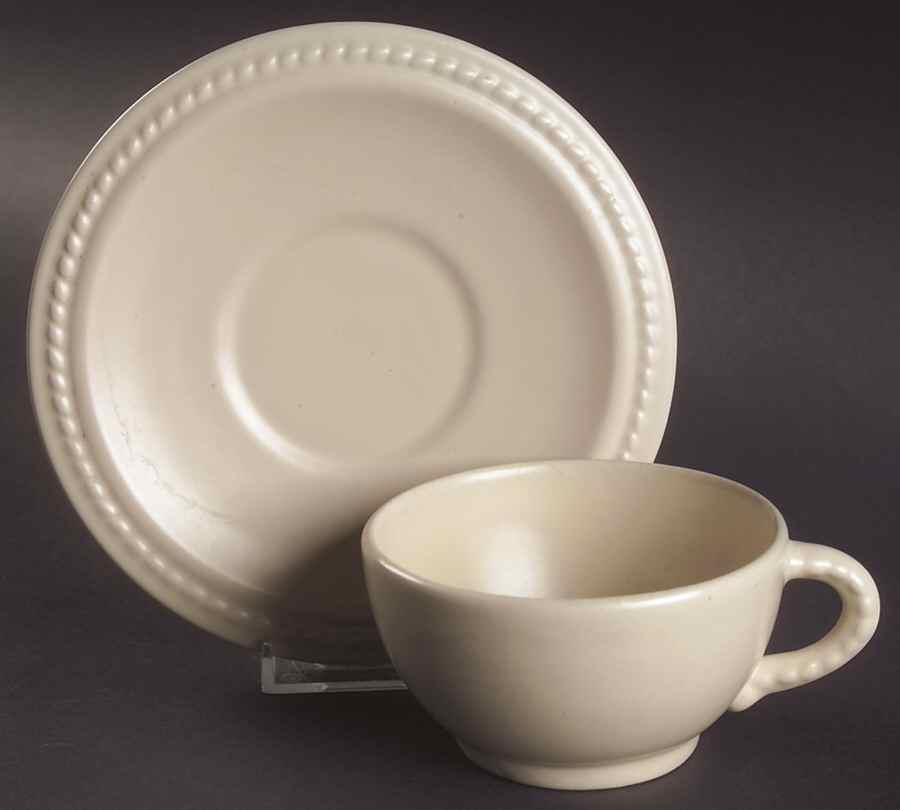 Rope Ivory Flat Cup & Saucer Set by Catalina-1