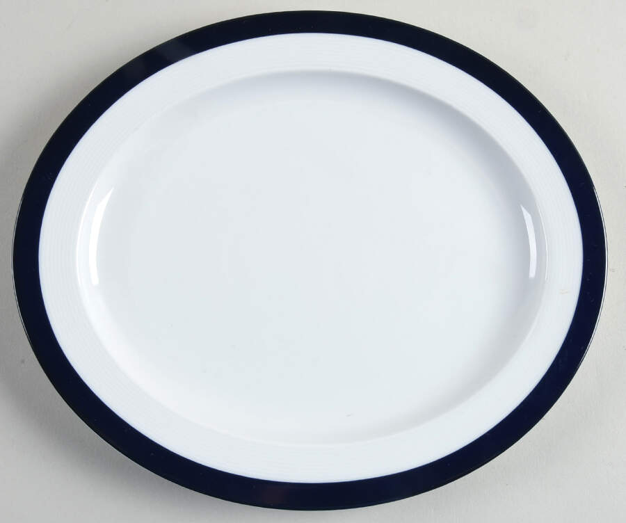 Archive Blue 10" Oval Serving Platter by Crate & Barrel-1