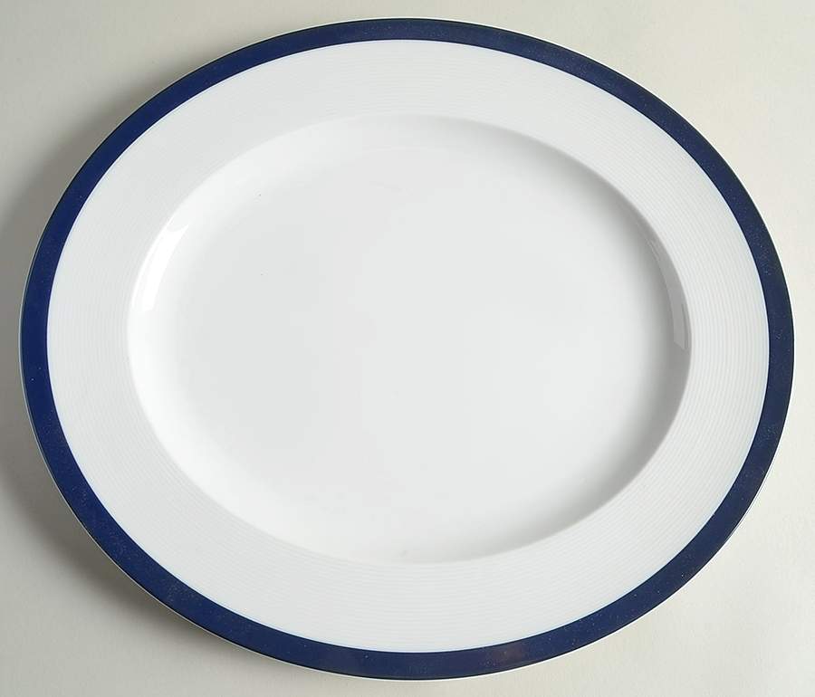 Archive Blue 13" Oval Serving Platter by Crate & Barrel-1