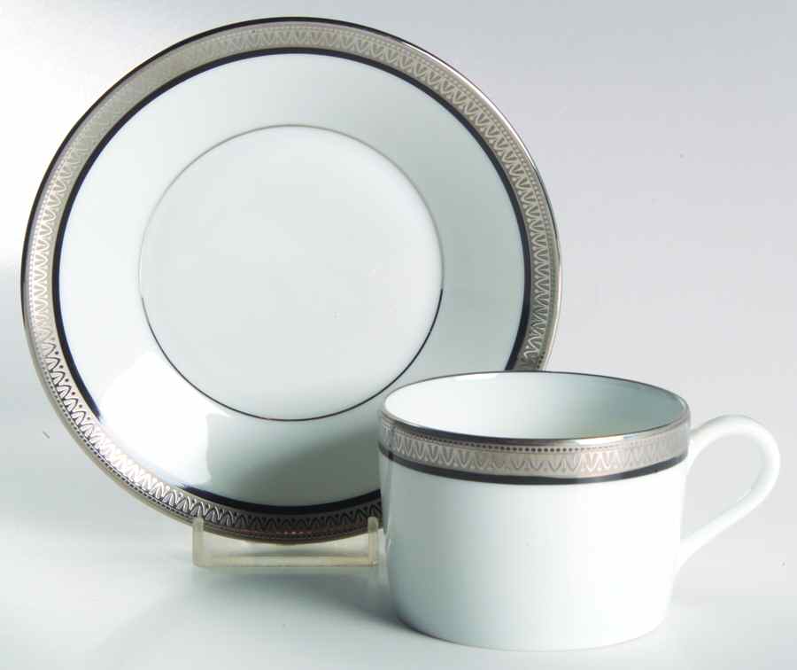 Malmaison Black (No Verge) Flat Cup & Saucer Set by Charles Field Haviland-1