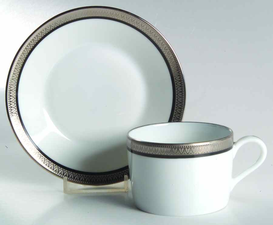 Malmaison Black (No Verge) Flat Cup & Saucer Set by Charles Field Haviland-1