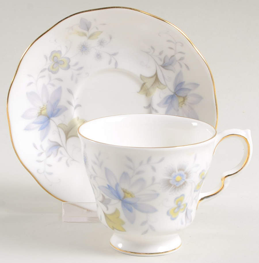 Rhapsody in Blue Footed Demitasse Cup & Saucer Set by Colclough-1
