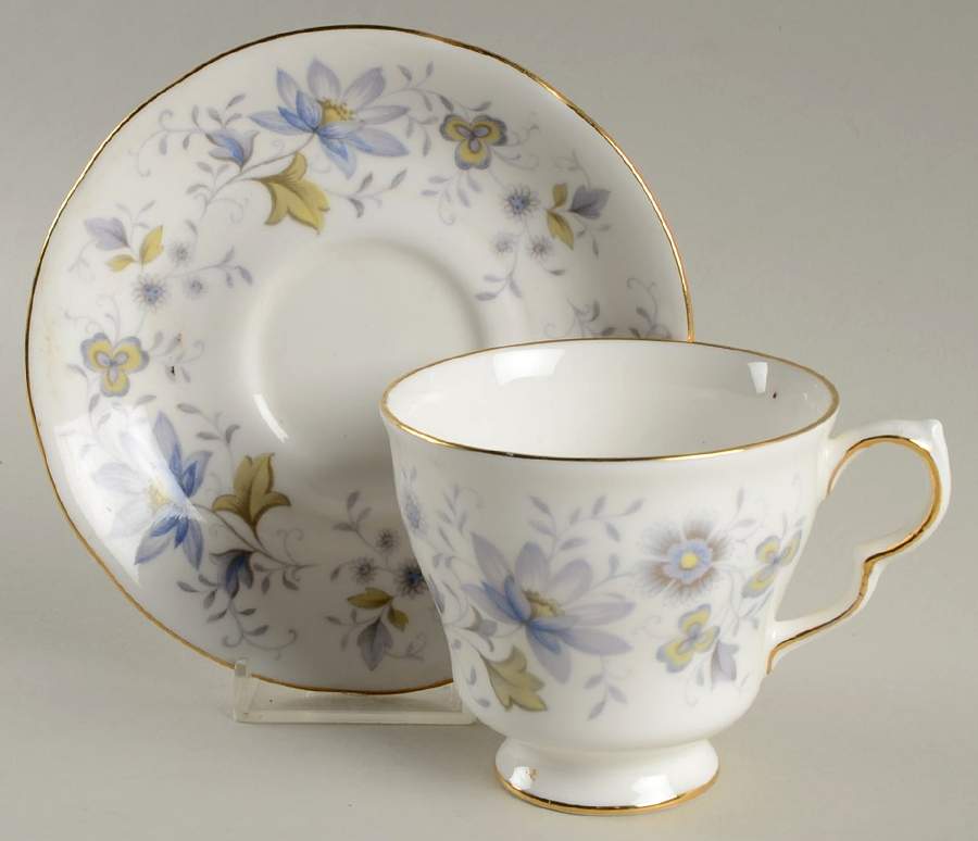 Rhapsody in Blue Footed Cup & Saucer Set by Colclough-1
