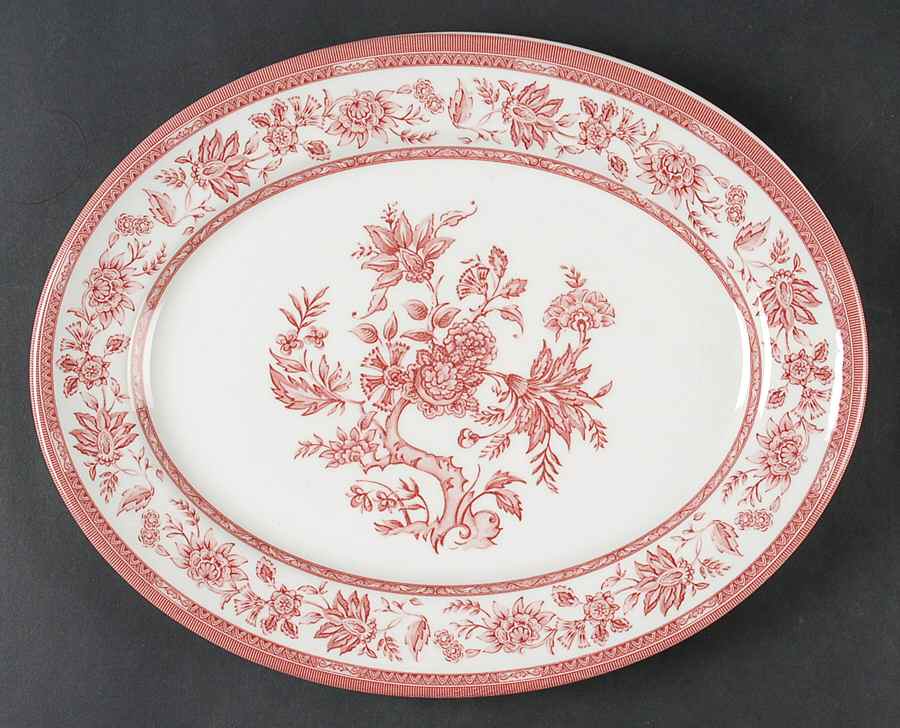 Indian Tree Pink 12" Oval Serving Platter by Churchill-1