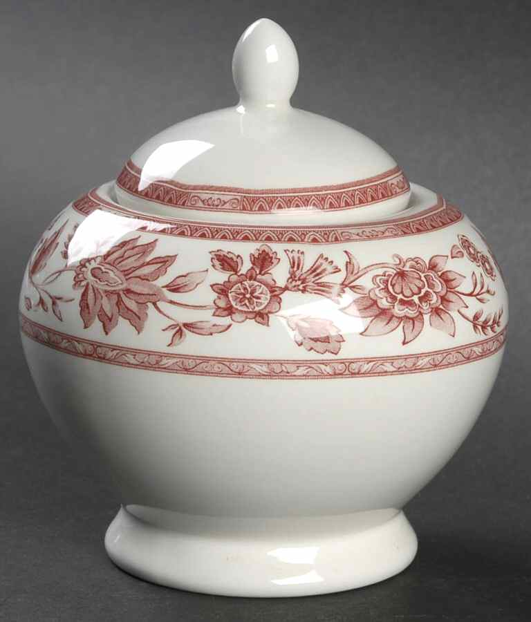 Indian Tree Pink Sugar Bowl & Lid by Churchill-1