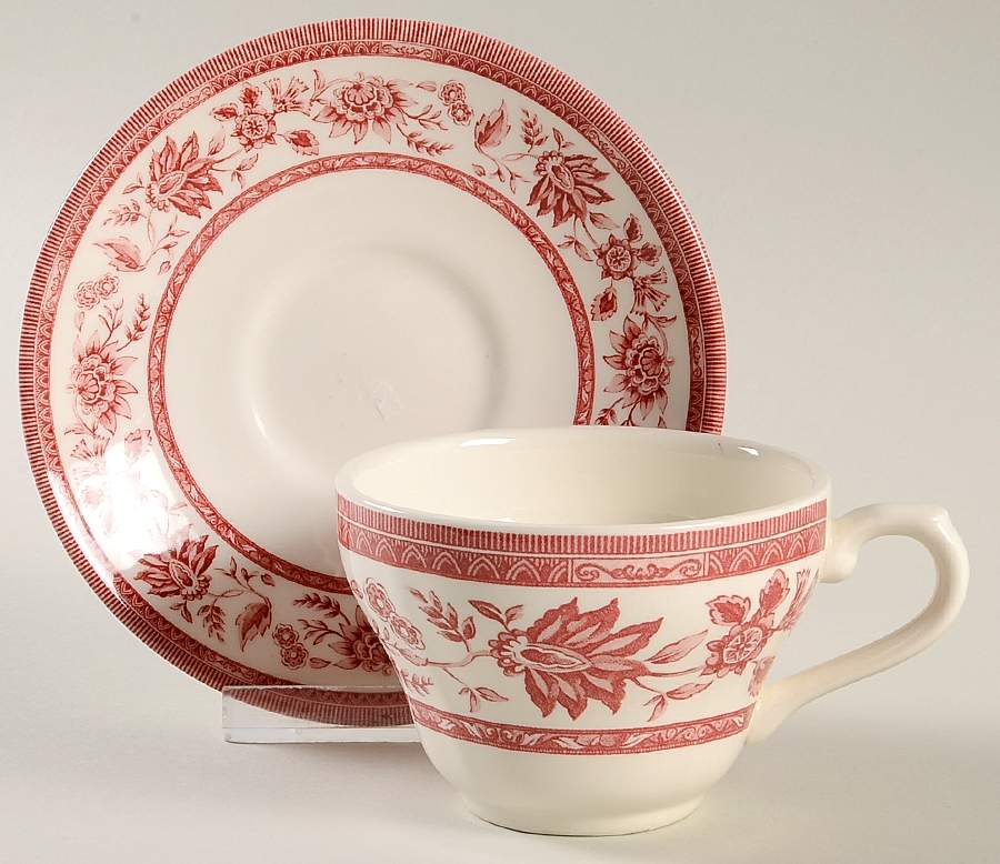 Indian Tree Pink Flat Cup & Saucer Set by Churchill-1