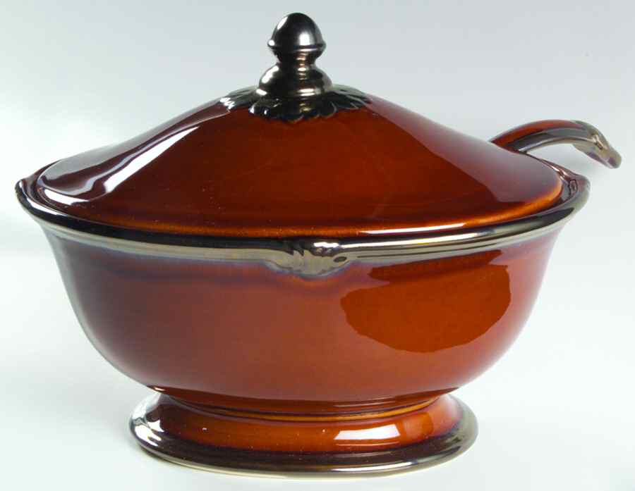 Embassy Brown Oval Tureen & Lid and Ladle by Certified International-1