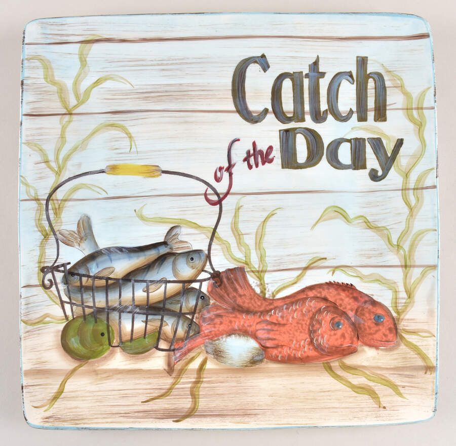 Fisherman's Catch 13" Square Serving Platter by Certified International-1