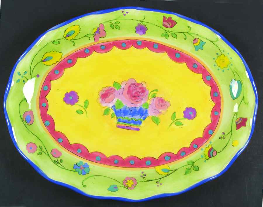 Floral Brights 18" Oval Serving Platter by Certified International-1