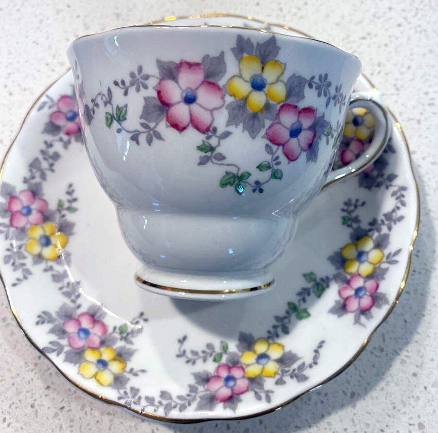 6595 Footed Cup & Saucer Set by Colclough-1