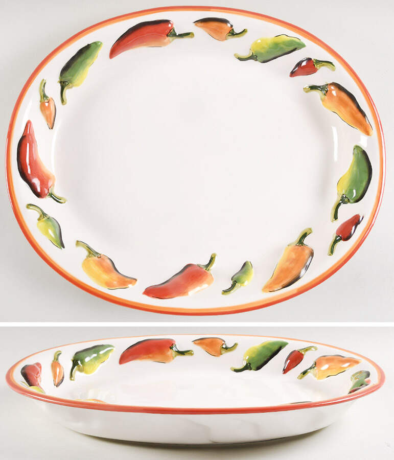 La Mesa 17" Oval Serving Platter by Clay Art-1