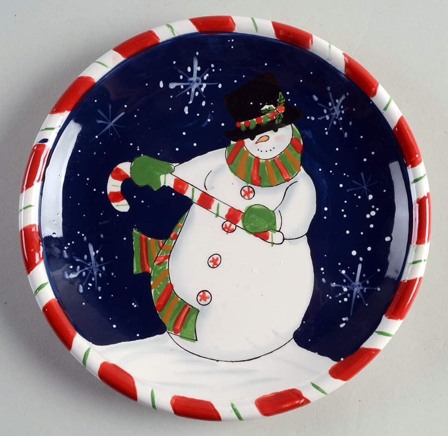 Peppermint Snowman Dessert/Pie Plate by Certified International-1