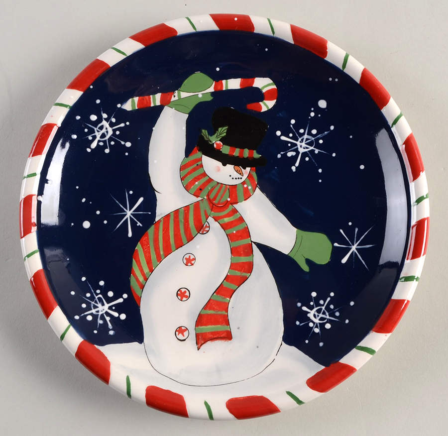 Peppermint Snowman Dessert/Pie Plate by Certified International-1