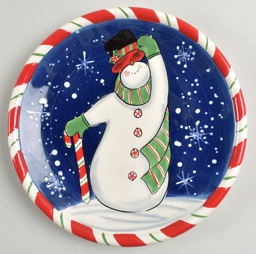 Peppermint Snowman Dessert/Pie Plate by Certified International-1