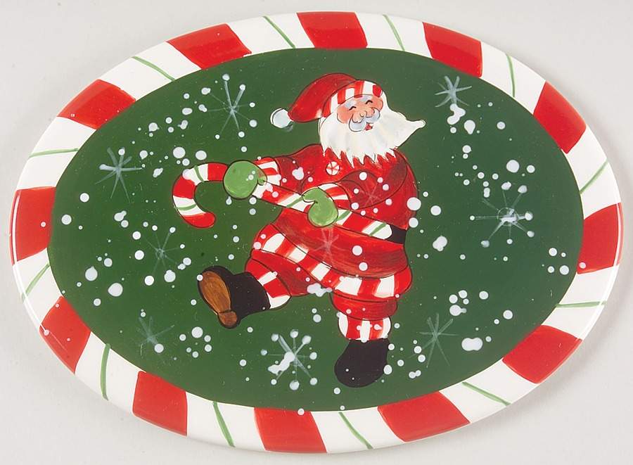 Peppermint Santa Oval Cheese Plate by Certified International-1