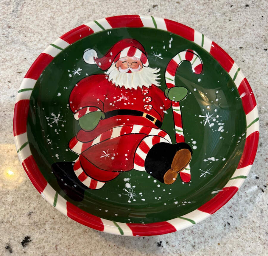 Peppermint Santa 9" Individual Pasta Bowl by Certified International-1