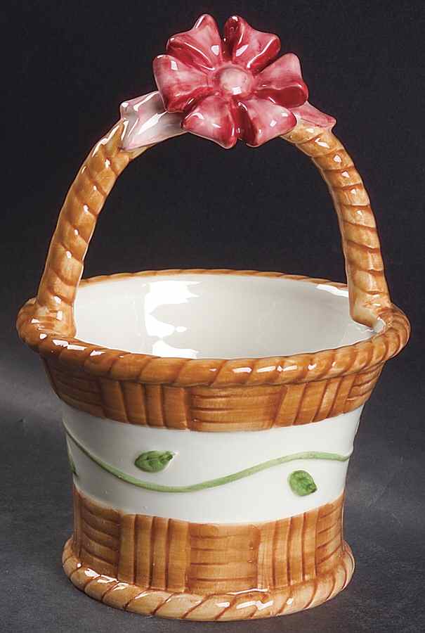 Bunny Blossoms Medium Basket with Handle by Certified International-1