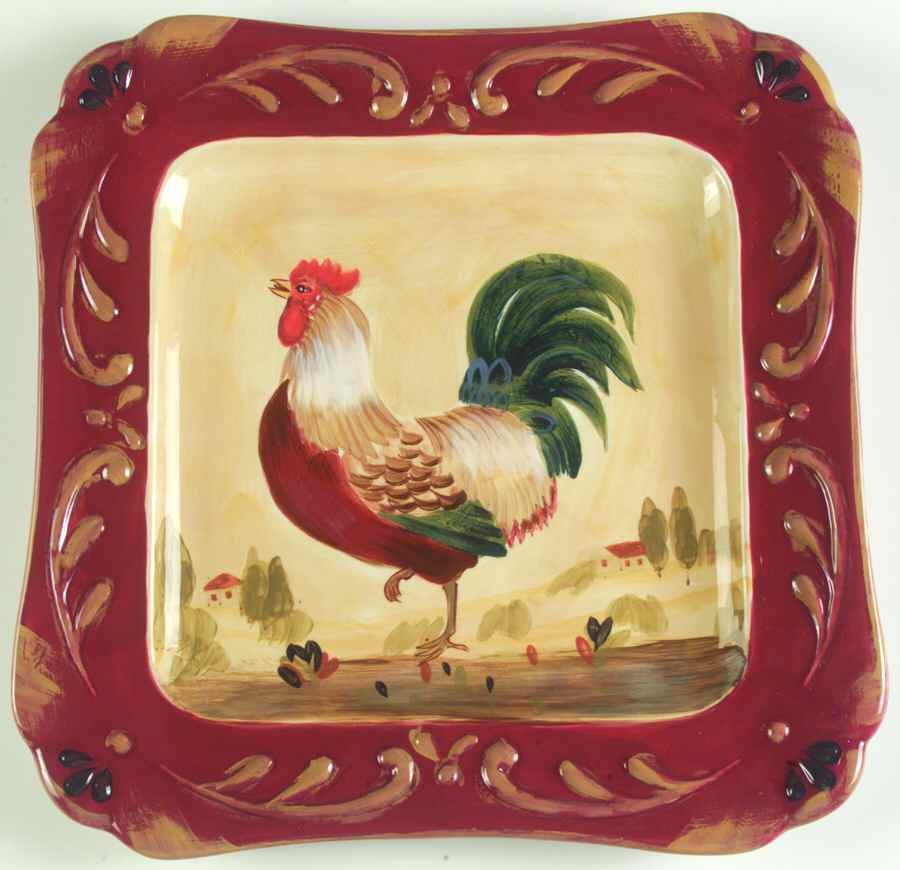 Tuscan Rooster 12" Square Serving Platter by Certified International-1