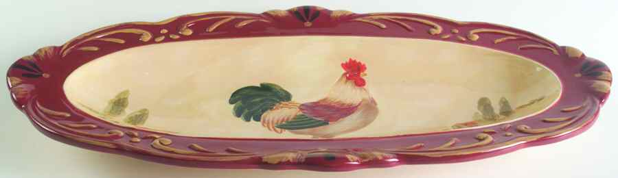 Tuscan Rooster 19" Fish Platter by Certified International-1