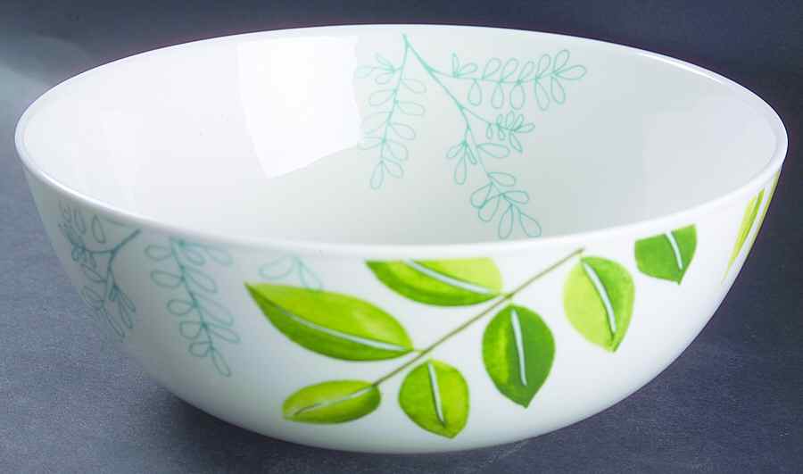Laurel (Green, White&Pink) 9" Round Vegetable Bowl by The Cellar (China)-1