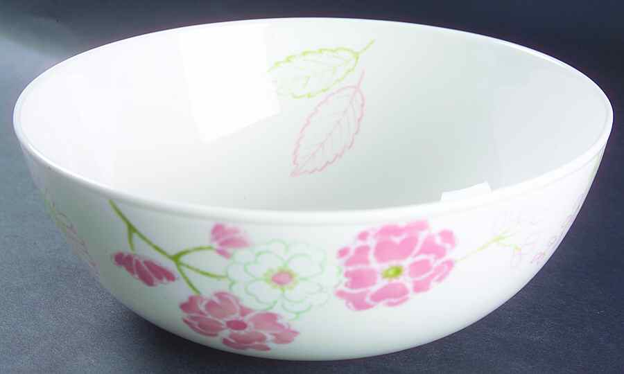 Laurel (Green, White&Pink) 9" Round Vegetable Bowl by The Cellar (China)-1