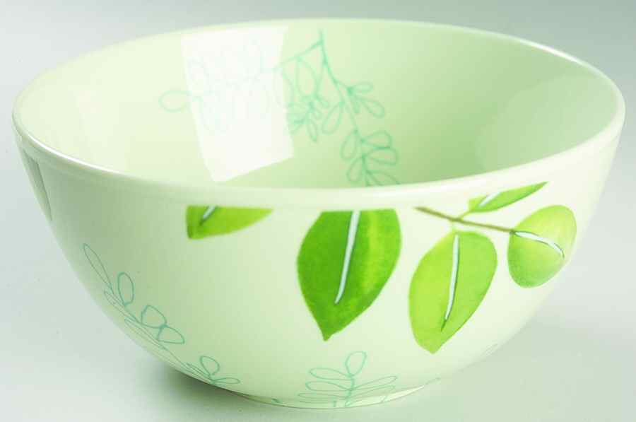 Laurel (Green, White&Pink) Soup/Cereal Bowl by The Cellar (China)-1