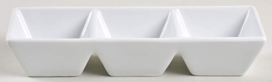 Whiteware Square Dip Server Bowl/3 Section by The Cellar (China)-1