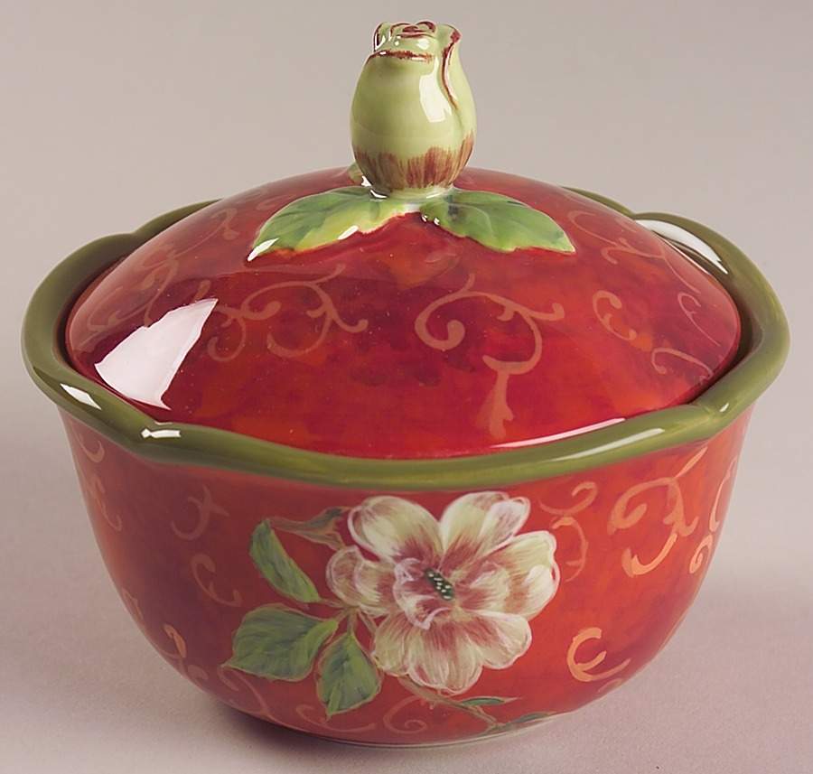 Scarlet Magnolia Sugar Bowl & Lid by Certified International-1