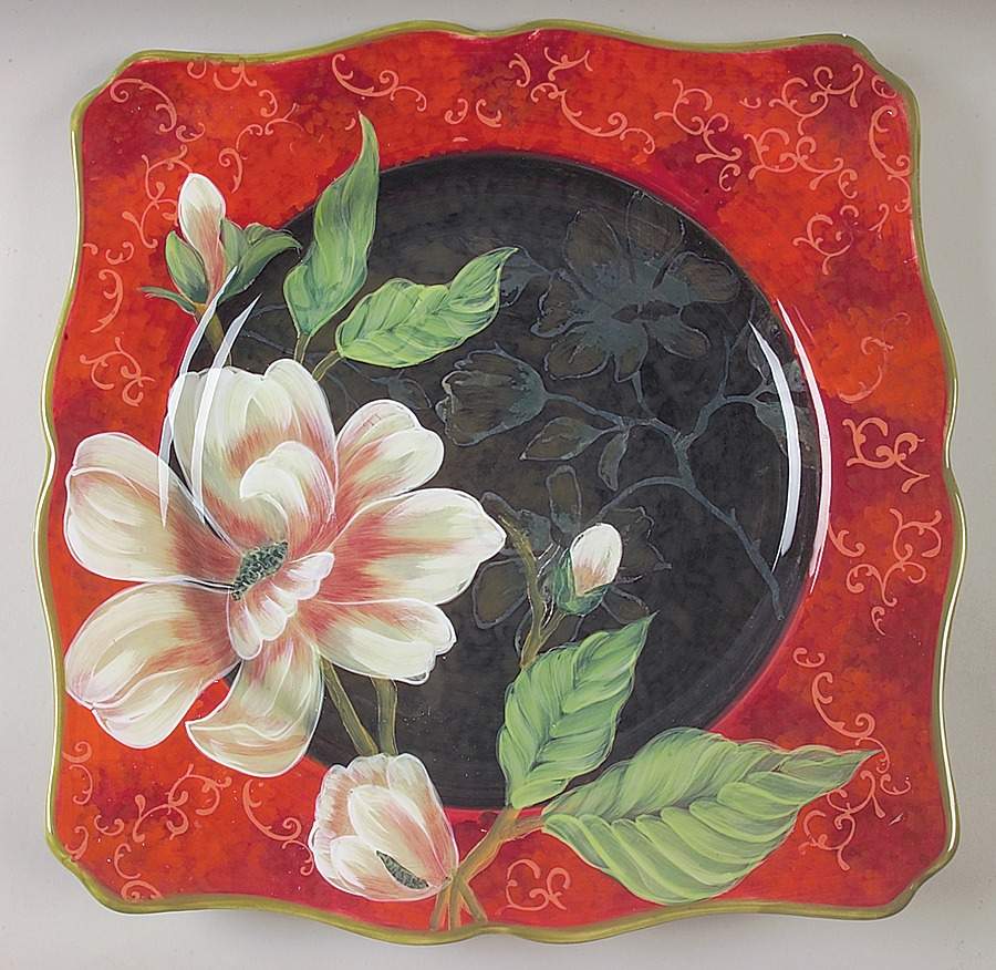 Scarlet Magnolia 15" Square Serving Platter by Certified International-1