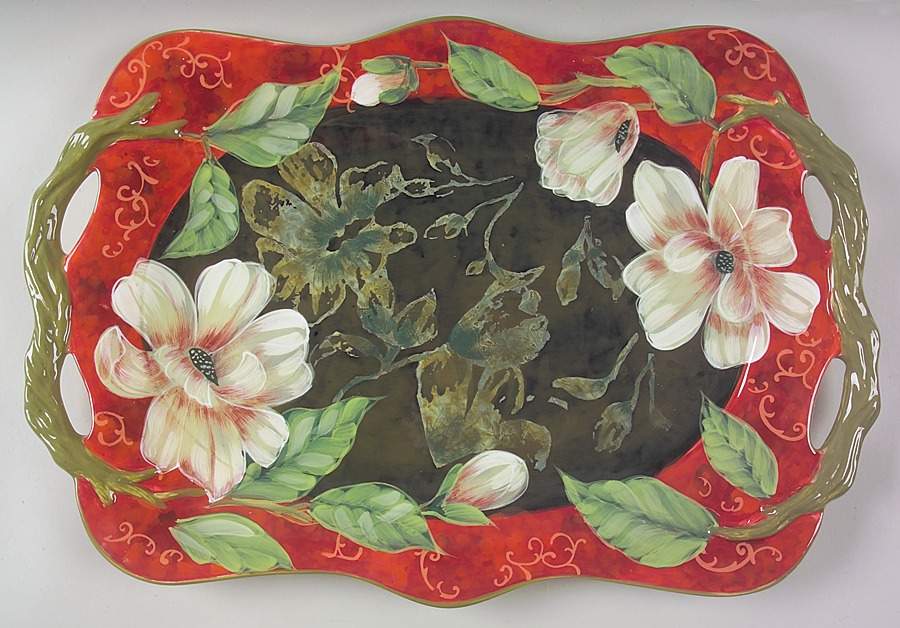 Scarlet Magnolia 19" Rectangular Serving Platter by Certified International-1
