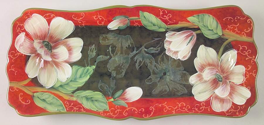 Scarlet Magnolia 19" Rectangular Serving Platter by Certified International-1