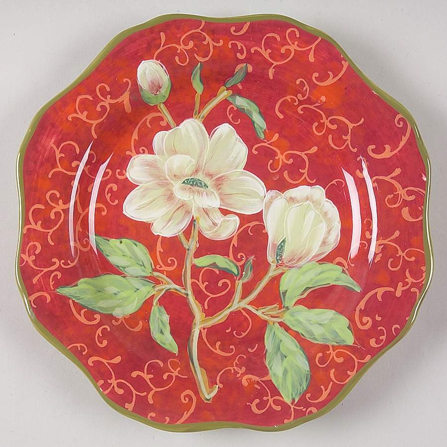 Scarlet Magnolia Dessert/Pie Plate by Certified International-1