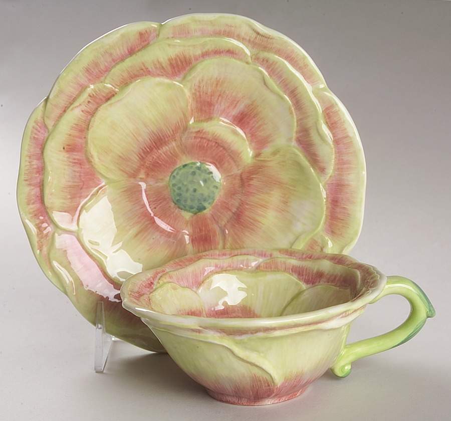 Scarlet Magnolia Flat Cup & Saucer Set by Certified International-1