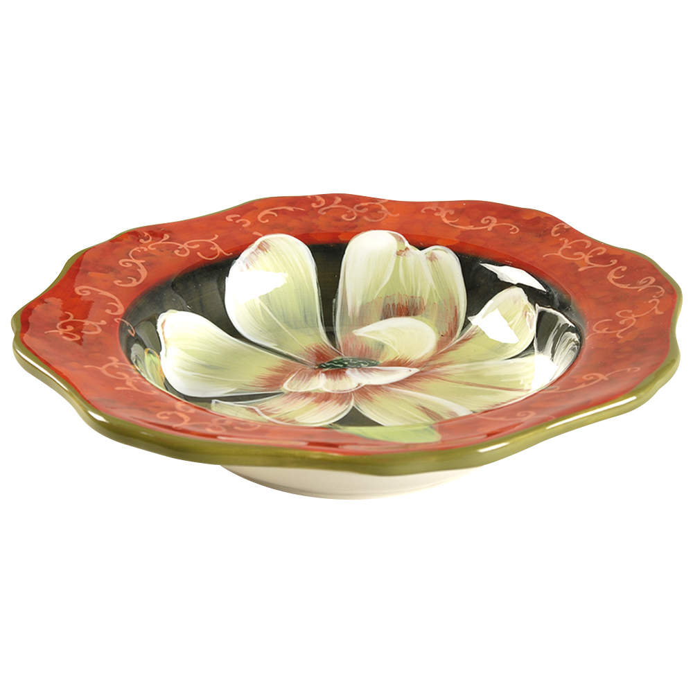 Scarlet Magnolia Large Rim Soup Bowl by Certified International-1