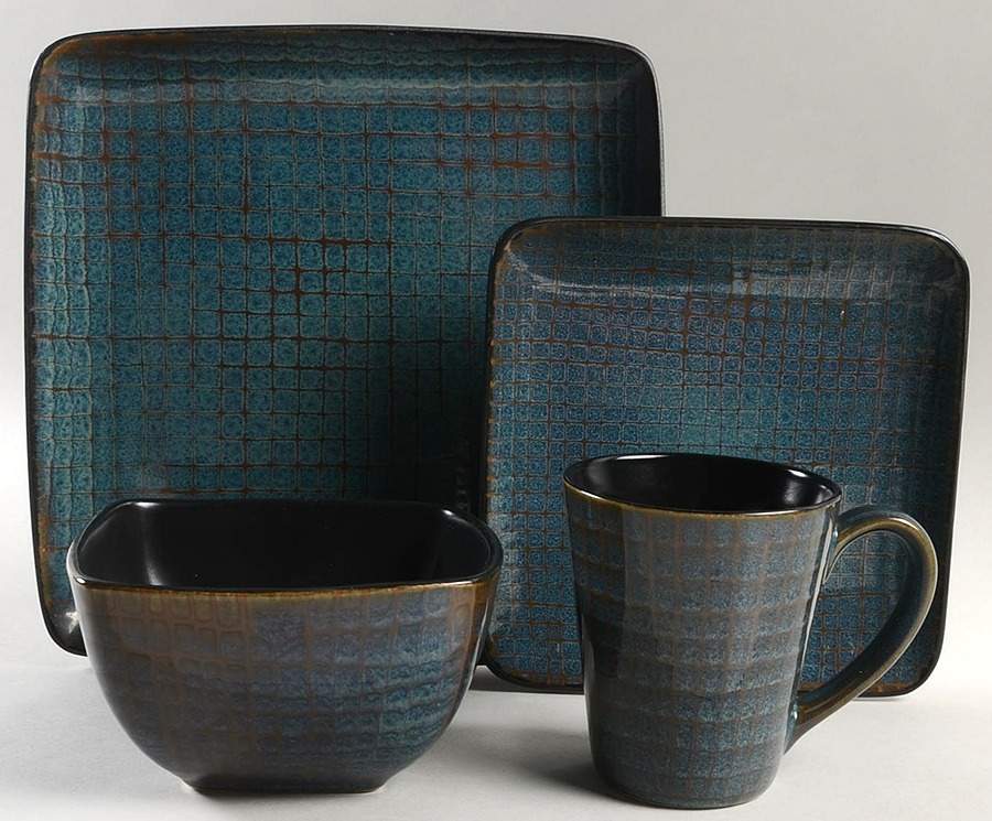Linen Square Teal 4 Piece Place Setting by Cuisinart Dinnerware-1