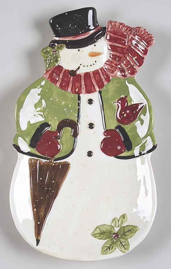 Victorian Snowman Figural Candy Plate by Certified International-1