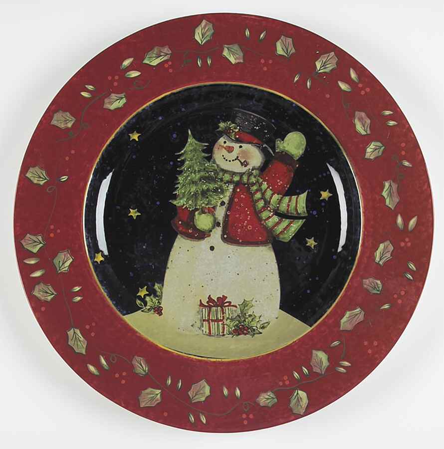 Victorian Snowman 16" Chop Plate (Round Platter) by Certified International-1