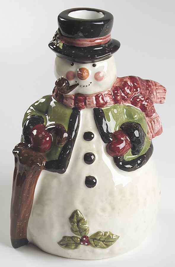 Victorian Snowman Figural Candlestick by Certified International-1