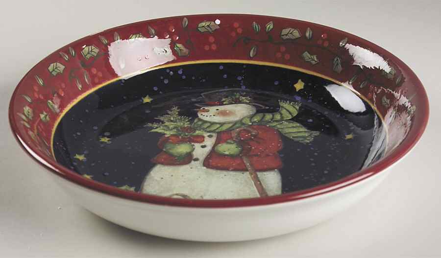 Victorian Snowman 9" Individual Pasta Bowl by Certified International-1