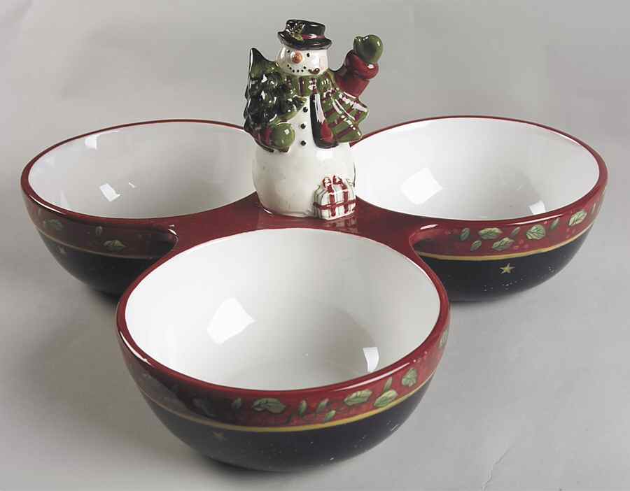 Victorian Snowman 3 Section Server by Certified International-1