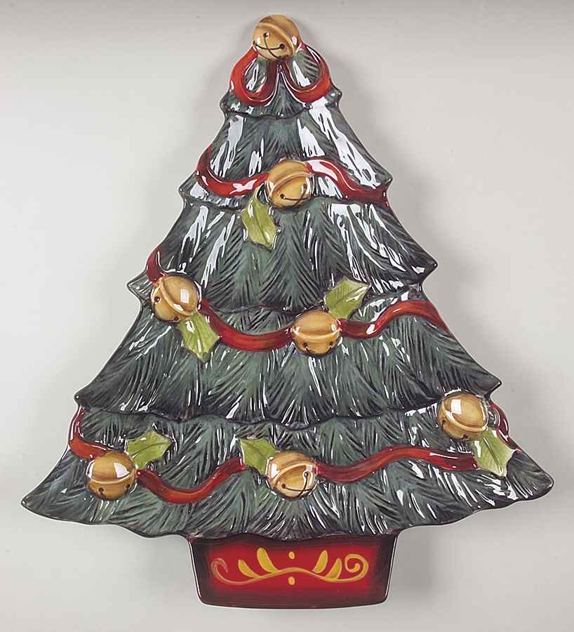 Ribbons & Bells 16" Christmas Tree Platter by Certified International-1