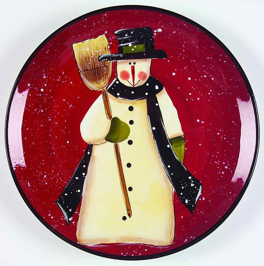 Folk Snowman Dinner Plate by Certified International-1