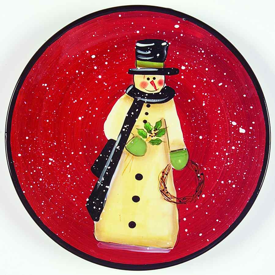 Folk Snowman Dessert/Pie Plate by Certified International-1