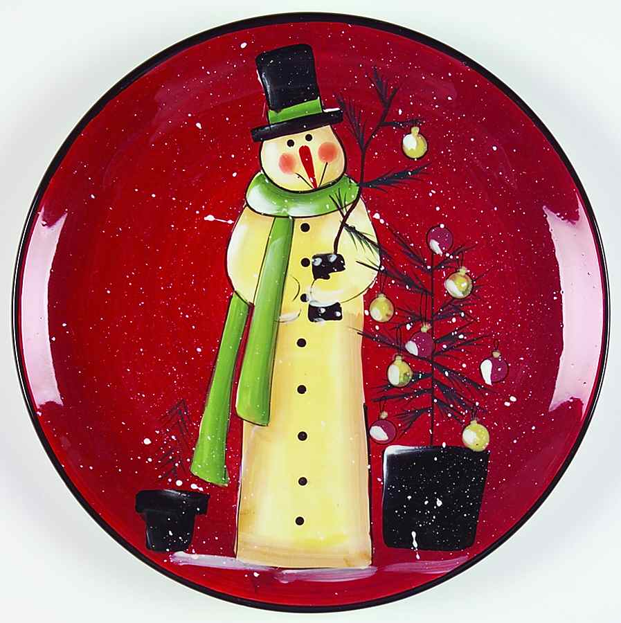 Folk Snowman Dinner Plate by Certified International-1