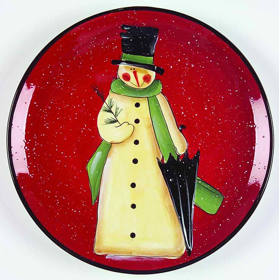 Folk Snowman Dinner Plate by Certified International-1