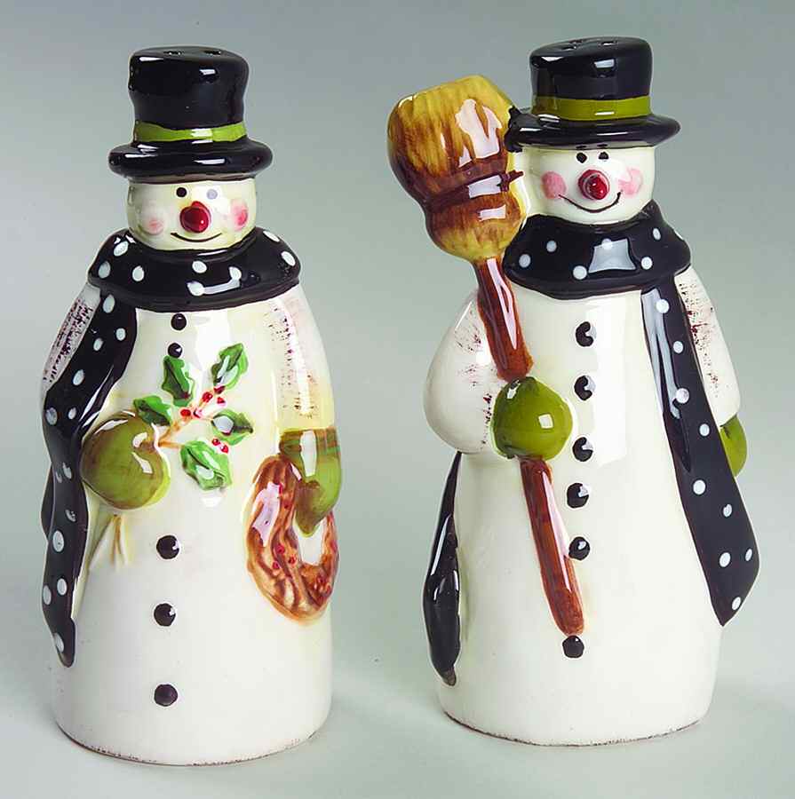 Folk Snowman Figural Salt & Pepper Set by Certified International-1