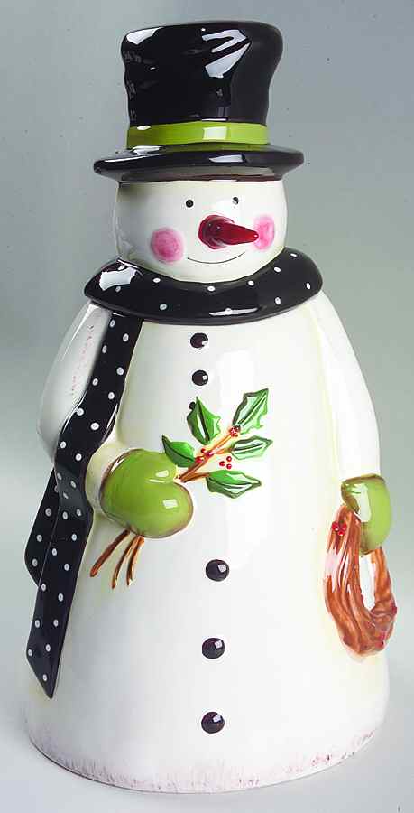 Folk Snowman Figural Cookie Jar & Lid by Certified International-1
