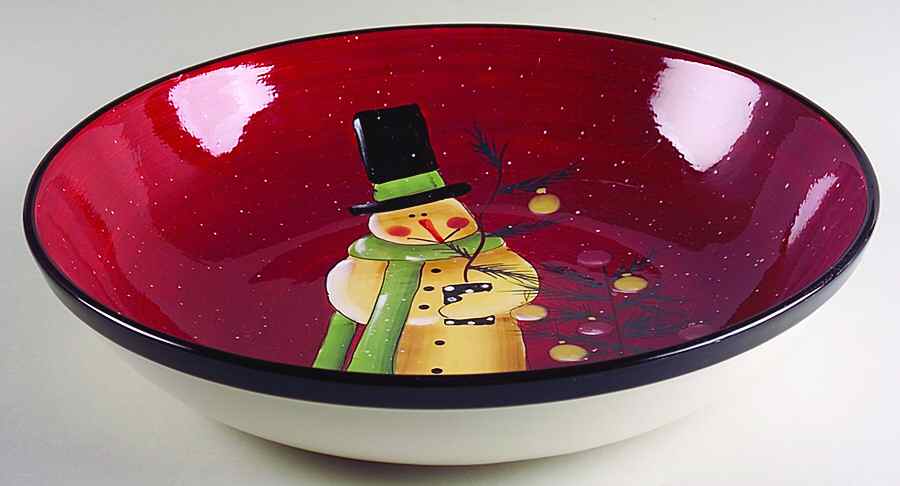 Folk Snowman 13" Pasta Serving Bowl by Certified International-1